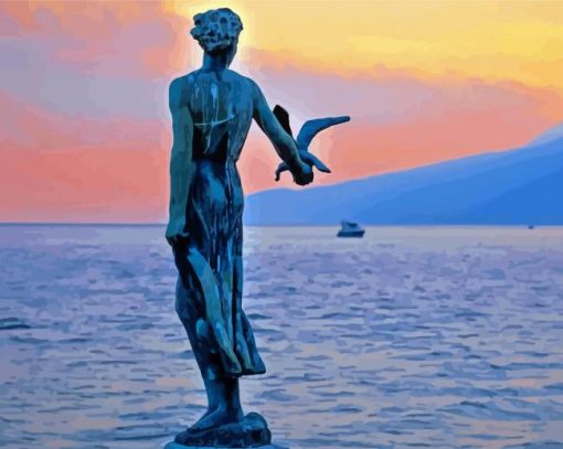 Opatija Maiden With The Seagull At Sunset Paint By Numbers