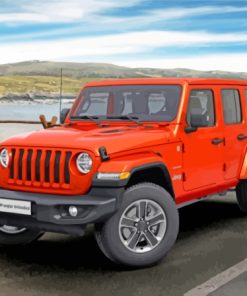 Orange Jeep Wrangler Paint By Numbers