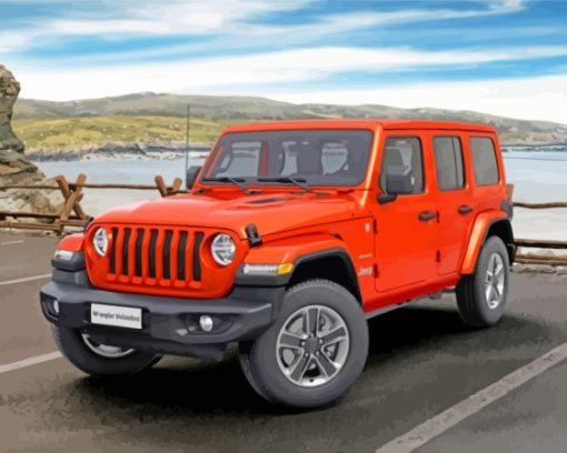 Orange Jeep Wrangler Paint By Numbers