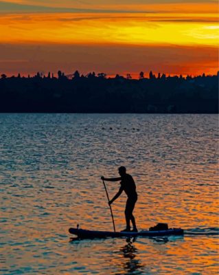 Paddleboarding Man Silhouette Paint By Numbers