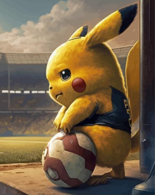 Pokemon Pikachu Playing Football Paint By Numbers