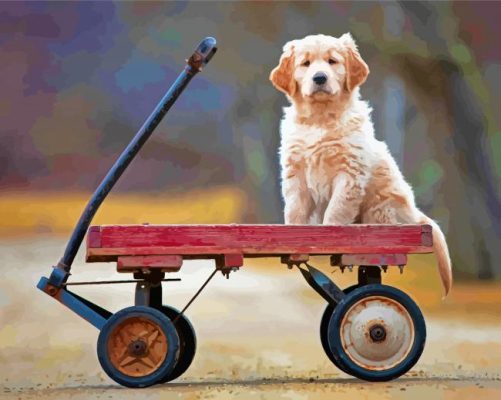 Puppy In Wagon Paint By Numbers