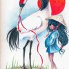 Red Crowned Crane With Girl Art Paint By Numbers