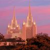 San Diego Temple Pink Sky Paint By Numbers