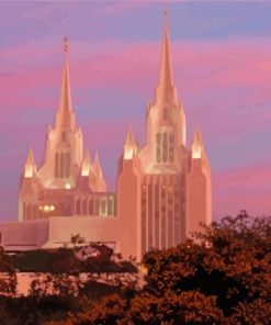 San Diego Temple Pink Sky Paint By Numbers