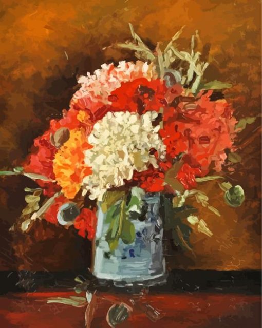 Still Life Carnations Vase Paint By Numbers