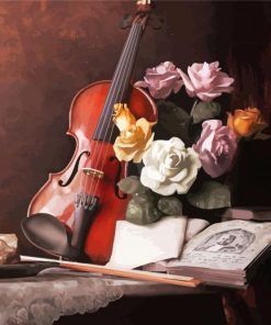 Still Life With Roses And Violin Paint By Numbers