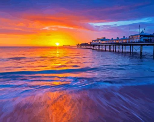 Sunset At Paignton Pier Paint By Numbers