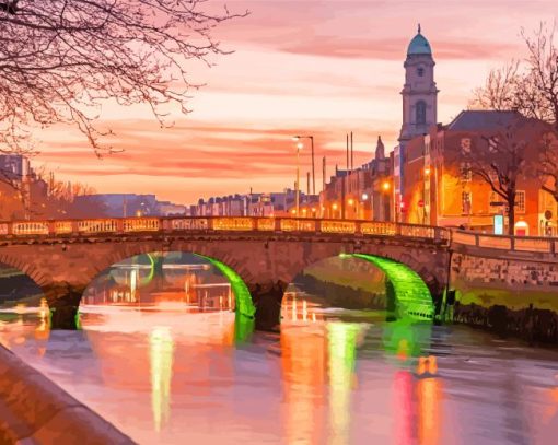 Sunset At Liffey River Dublin Paint By Numbers