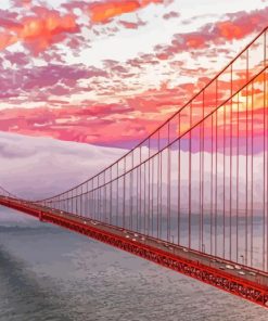 Sunset Golden Gate Bridge In Fog Paint By Numbers