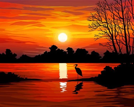 Sunset By The Lake Paint By Numbers