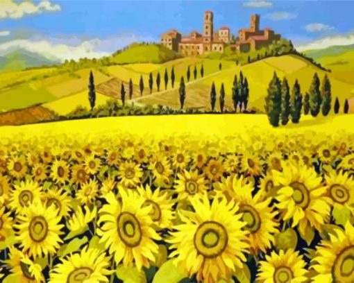 Tuscany Italy Sunflowers Field Paint By Numbers