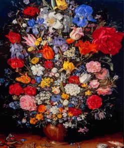 Vase Of Flowers With Jewel Coins And Shells Jan Brueghel Paint By Numbers