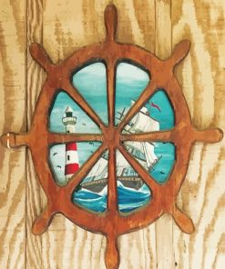 Vintage Ship Wheel Paint By Numbers