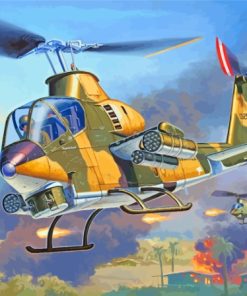War Helicopter Art Paint By Numbers