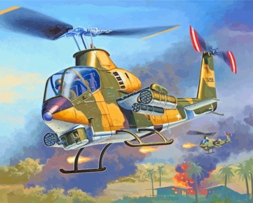 War Helicopter Art Paint By Numbers