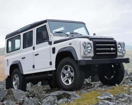 White Land Rover Defender Car Paint By Numbers