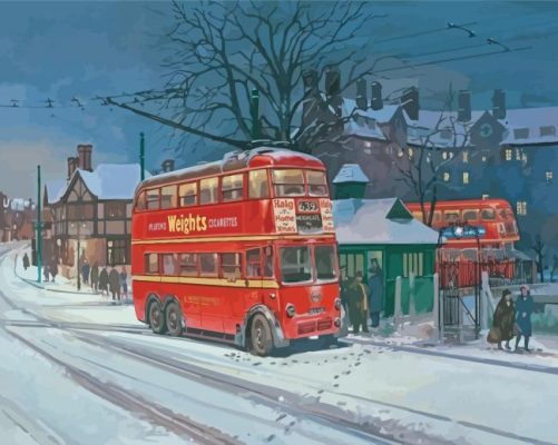 Winter Trolleybus Paint By Numbers