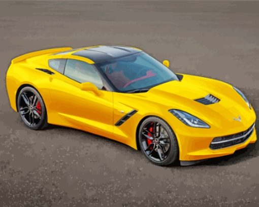 Yellow Corvette Car Paint By Numbers