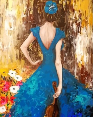 Abstract Girl Blue Dress Paint By Numbers