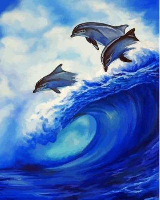 Aesthetic Dolphin In Waves Paint By Numbers