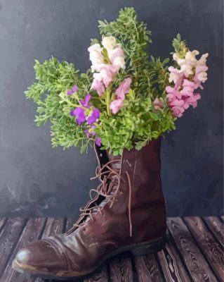 Aesthetic Gumboots And Flowers Paint By Numbers