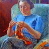 Aesthetic Lady Knitting Paint By Numbers