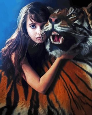 Aesthetic Woman With Tiger Paint By Numbers