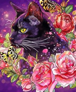 Aesthetic Floral Cat Paint By Numbers
