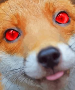 Aesthetic Fox With Red Eyes Paint By Numbers