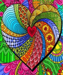Aesthetic Mandala Abstract Heart Paint By Numbers