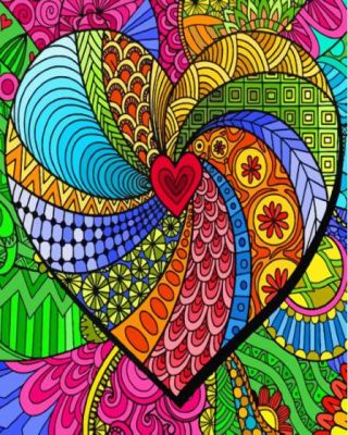 Aesthetic Mandala Abstract Heart Paint By Numbers