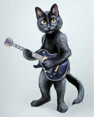 Black Guitar And Cat Paint By Numbers