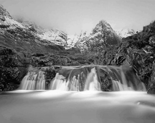 Black And White Fairy Pools Paint By Numbers