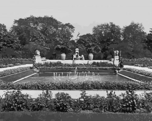 Black And White Formal Garden Paint By Numbers