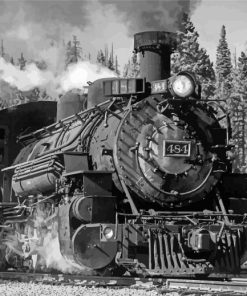 Black And White Train Paint By Numbers