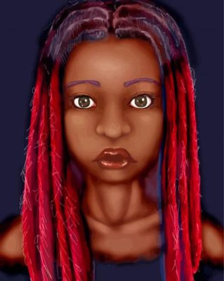 Black Lady With Red Dreads Paint By Numbers