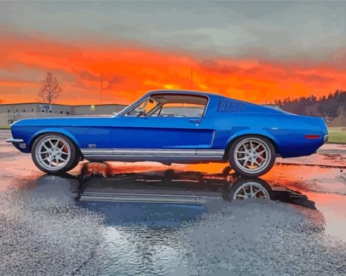 Blue Fastback Mustang Paint By Numbers