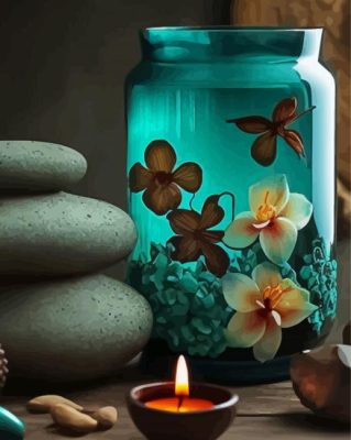 Candle And A Floral Jar Paint By Numbers