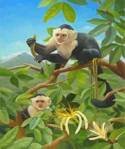 Capuchin Monkeys On Tree Paint By Numbers