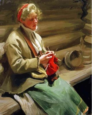 Cool Lady Knitting Paint By Numbers