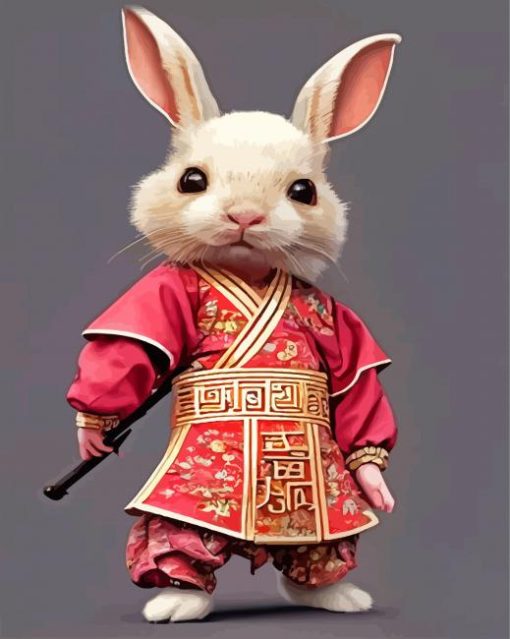 Cute Asian Rabbit Paint By Numbers