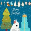 Cute Christmas Bunny At The Christmas Tree With Gifts Paint By Numbers