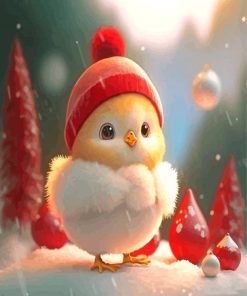Cute Christmas Chick Paint By Numbers