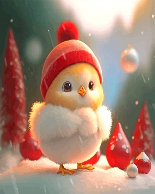 Cute Christmas Chick Paint By Numbers