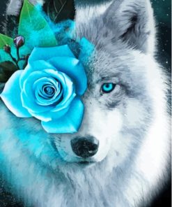 Floral Grey Wolf Paint By Numbers
