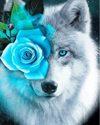 Floral Grey Wolf Paint By Numbers