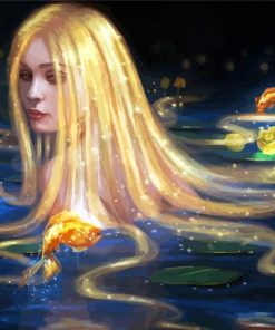 Girl With Golden Hair In Water Paint By Numbers