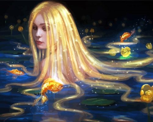 Girl With Golden Hair In Water Paint By Numbers