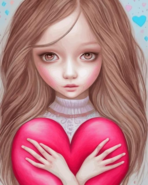 Girl Hugging A Heart Paint By Numbers